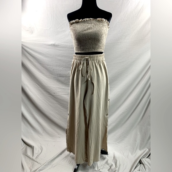 Boho Frill Trim Tube Top & Split Hem Pants - Picture 10 of 11
